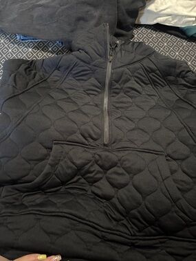 lululemon athletica Black Quilted Half-Zip Bomber Pullover